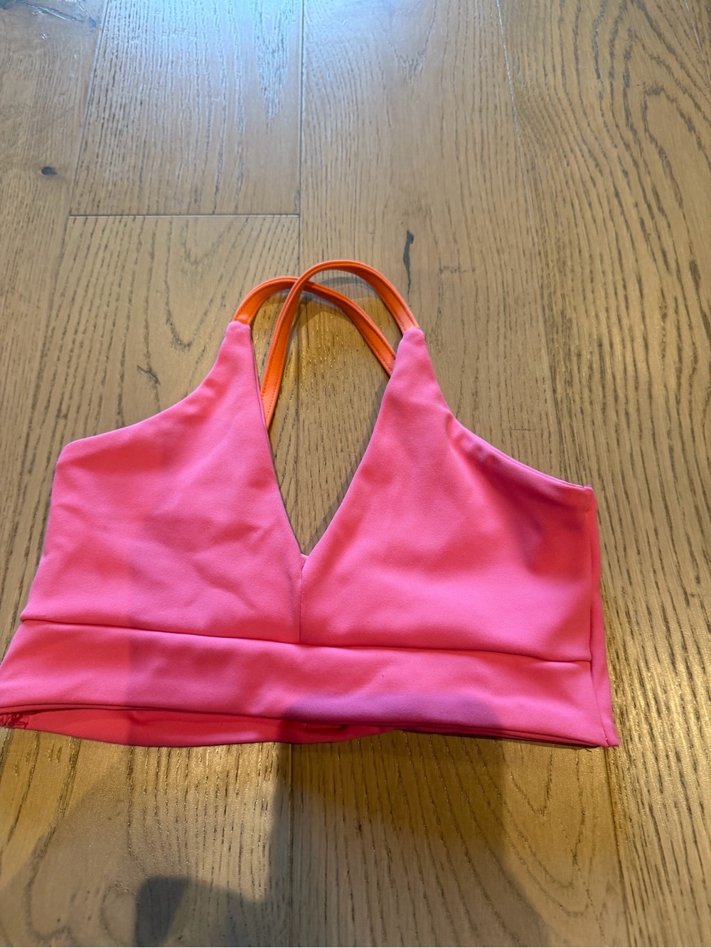 Girls Pink Tank Top with Orange Contrast Straps
